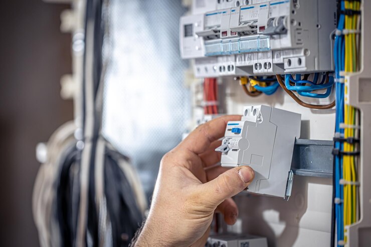segurança residencial elétrica homem mexendo em cabos elétricos no disjuntor